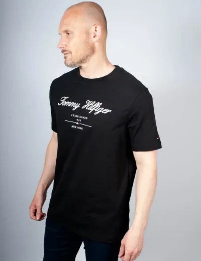 Tommy Hilfiger Script Logo T-Shirt | Black