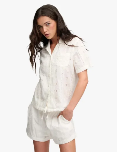 Superdry Womens Heritage Broderie Shirt | Off White