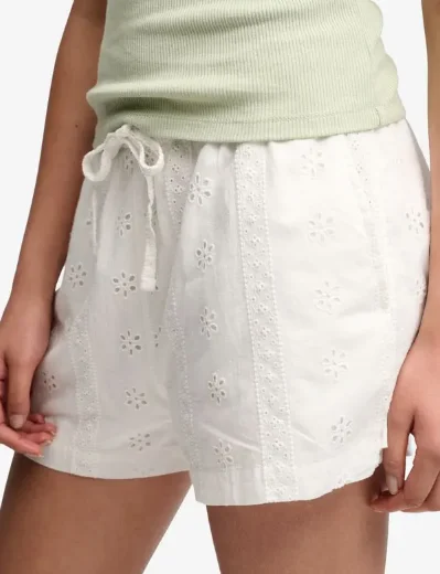 Superdry Womens Broderie Beach Short | Off White