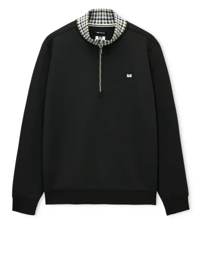 Weekend Offender Henson Jacquard Quarter Zip Sweat | Black