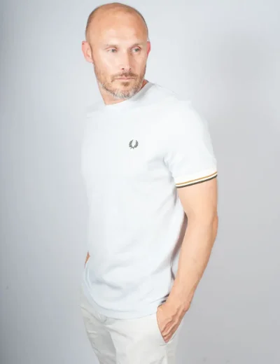 Picture of Fred Perry Mens Twin Tipped Cuff T-Shirt | Light Blue