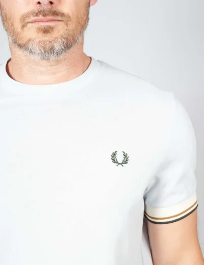 Picture of Fred Perry Mens Twin Tipped Cuff T-Shirt | Light Blue
