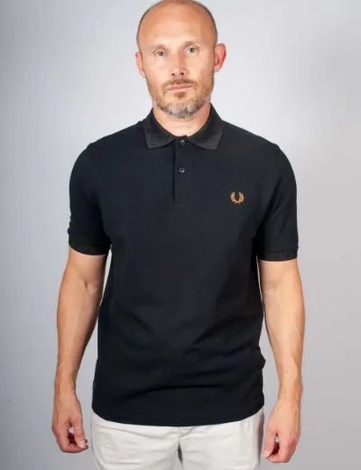 Picture of Fred Perry Mens Jacquard Trim Polo Shirt | Black