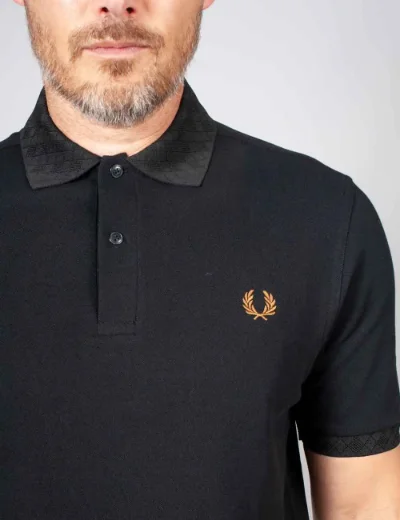 Picture of Fred Perry Mens Jacquard Trim Polo Shirt | Black