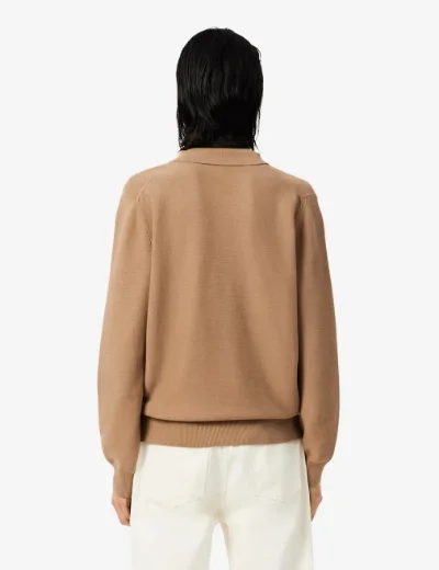 Lacoste Mens Classic Fit Long Sleeve Knitted Polo | Brown 