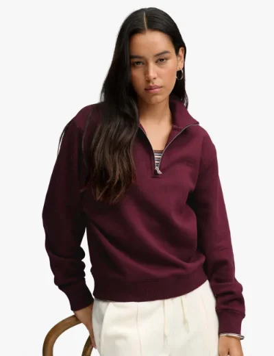 Superdry Womens Signature Embroidered Half Zip Sweater | Port Red