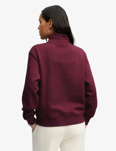 Superdry Womens Signature Embroidered Half Zip Sweater | Port Red