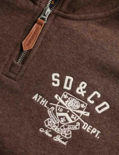 Superdry Womens Country Club Half Zip Sweatshirt | Brown Marl