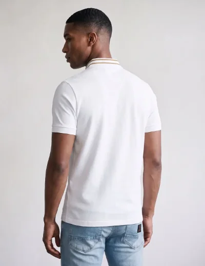 LUKE Throop Zip Neck Polo | White Gold