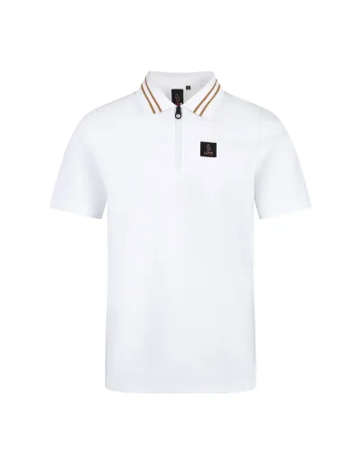 LUKE Throop Zip Neck Polo | White Gold