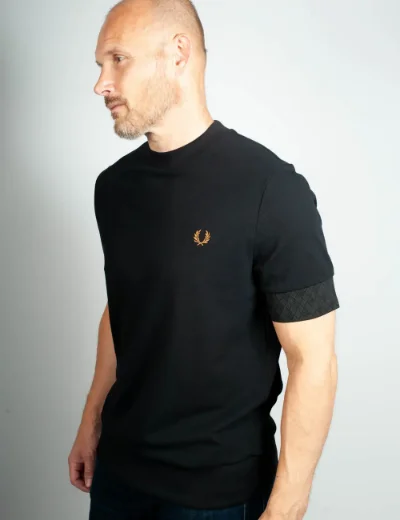 Fred Perry Jacquard Cuff T-Shirt | Black
