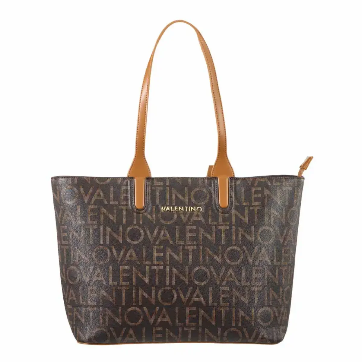 Valentino Regina RE Logo Tote Shopper Bag | Dark Brown / Natural