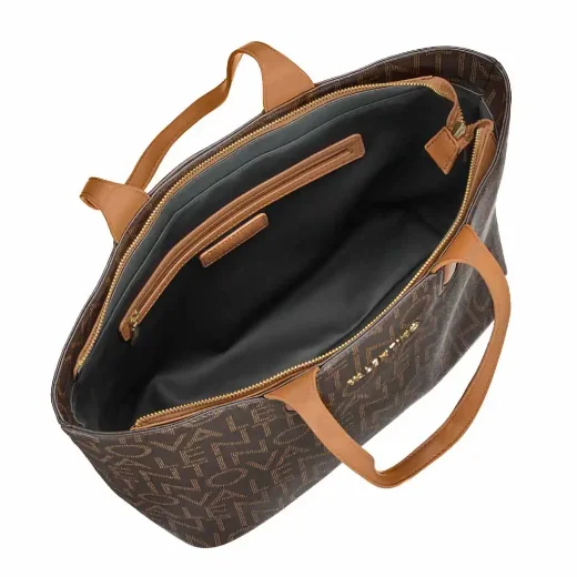 Valentino Regina RE Logo Tote Shopper Bag | Dark Brown / Natural
