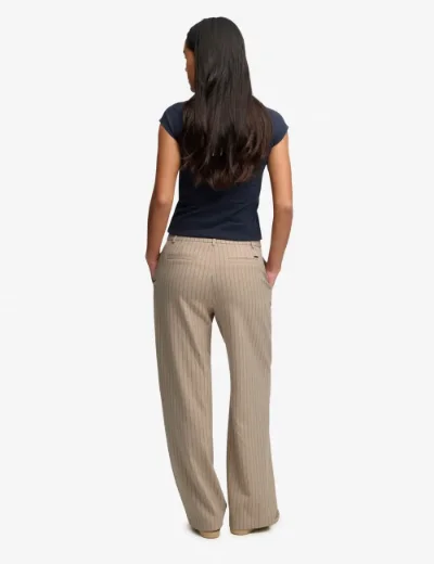 Picture of Superdry Womens Mid Rise Pinstripe Trouser | Beige