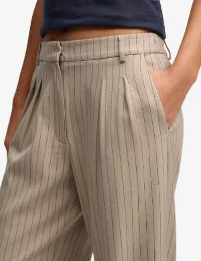 Picture of Superdry Womens Mid Rise Pinstripe Trouser | Beige