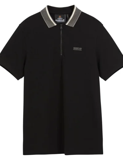 Picture of Barbour International Mens Newport Tipped Polo Shirt | Black