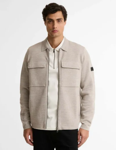 Picture of Barbour International Burley Zip Through Cardigan | Concrete