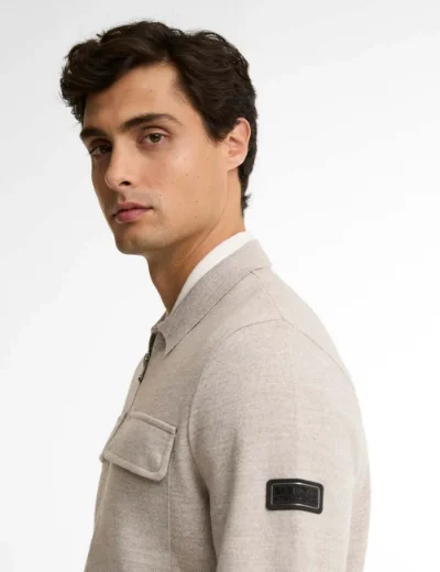 Picture of Barbour International Burley Zip Through Cardigan | Concrete