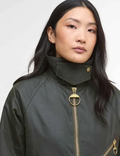 Picture of Barbour Womens Arlene Waxed Jacket | Fern / Ancient Tartan