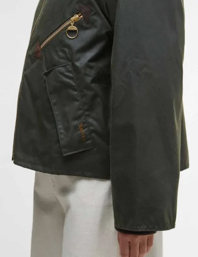 Picture of Barbour Womens Arlene Waxed Jacket | Fern / Ancient Tartan