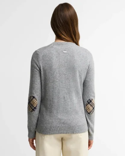 Barbour Womens Pendle Cardigan | Grey Marl / Birchwood Tartan