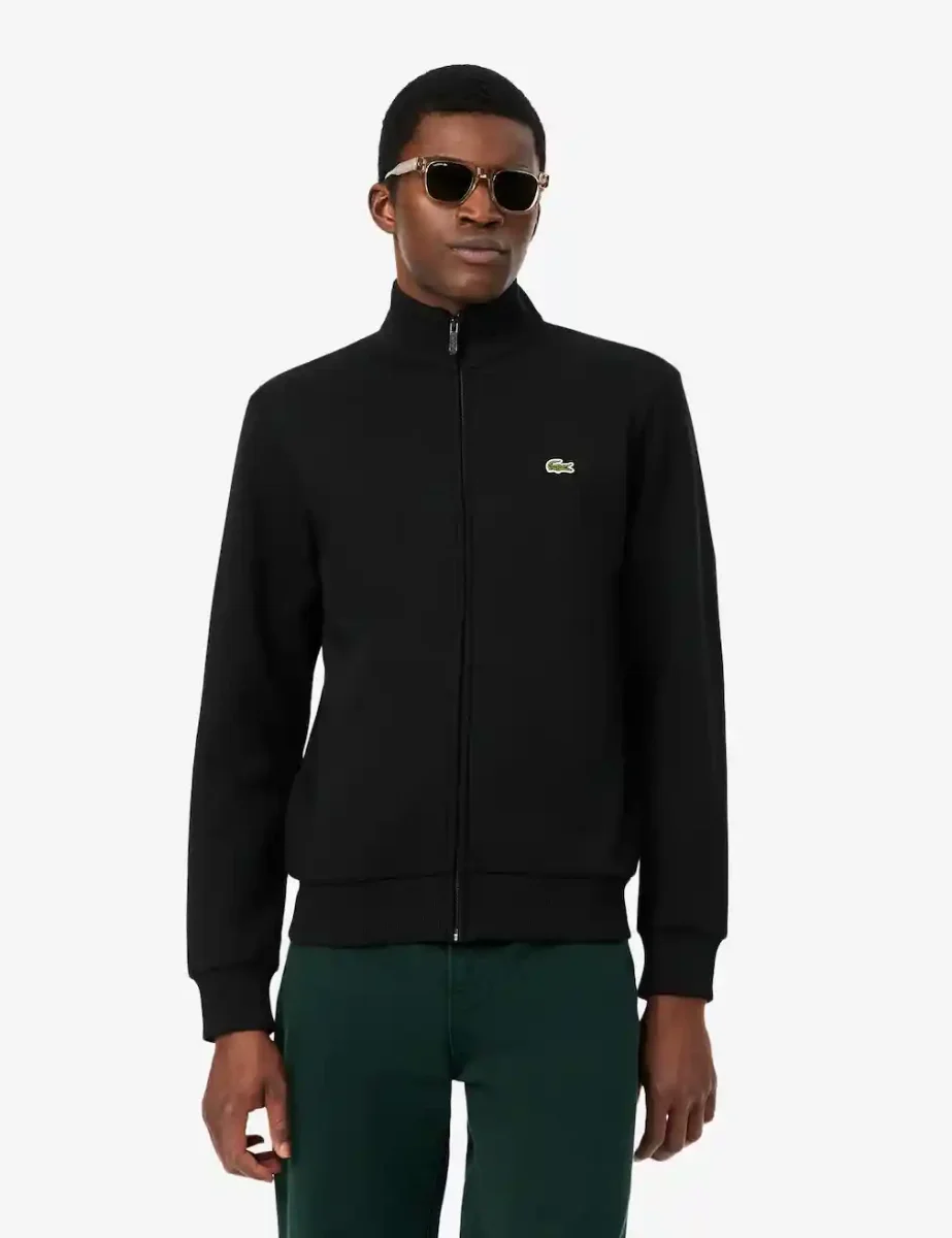 Lacoste Zipped Fleece Sweatshirt | Black