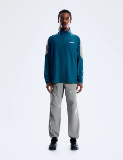 Picture of Berghaus Farndale Long Sleeve Half Zip Tech Tee | Polar / Blue Abyss