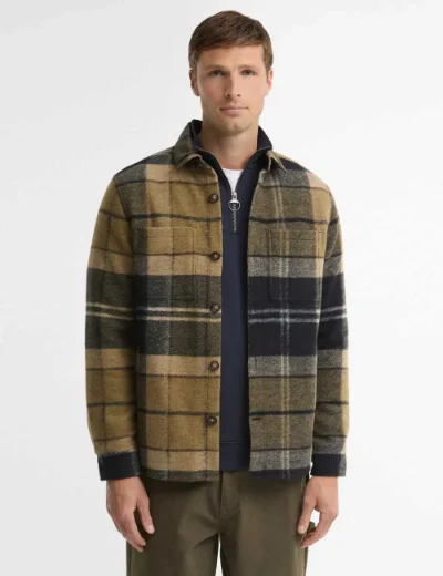 Barbour Mens Woodlane Brushed Overshirt | Birch Dress Tartan