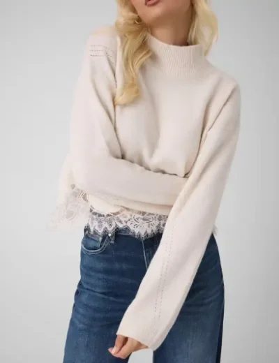 Guess Wool Blend Lace Sweater | Grey