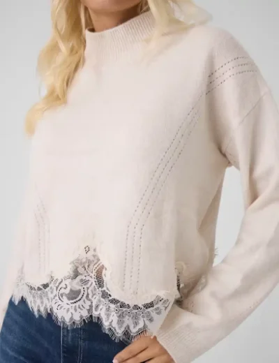 Guess Wool Blend Lace Sweater | Grey