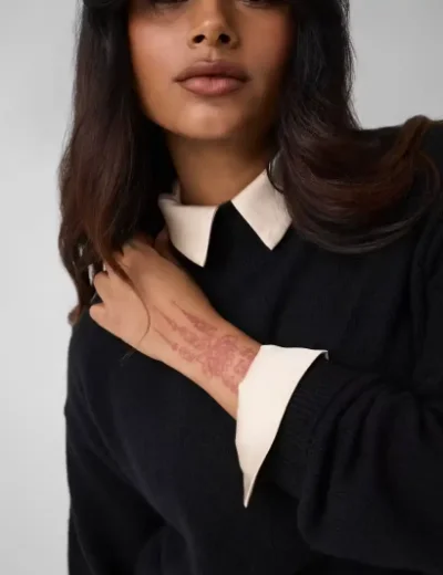 Guess Wool Blend Lace Sweater | Black