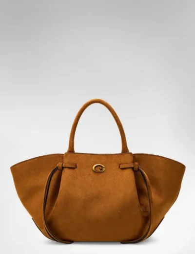 Guess Womens Allegra Faux Suede Handbag | Tan