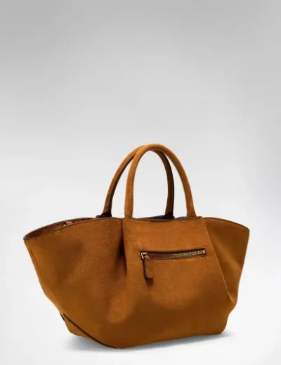 Guess Womens Allegra Faux Suede Handbag | Tan