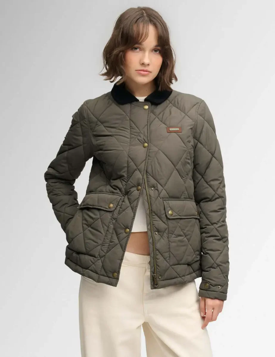 Picture of Superdry Womens Cord Trimmed Liner Jacket | KhakI