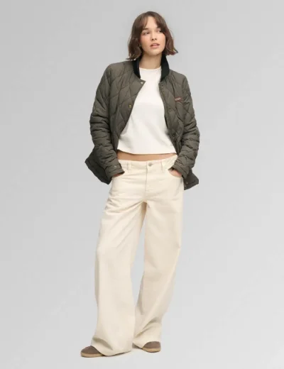Picture of Superdry Womens Cord Trimmed Liner Jacket | KhakI