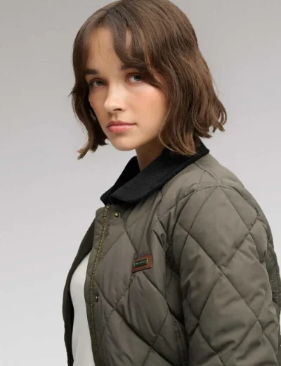 Picture of Superdry Womens Cord Trimmed Liner Jacket | KhakI