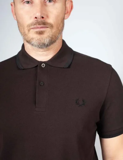 Fred Perry Mens Twin Tipped Polo Shirt | Rich Brown