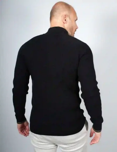 Fred Perry Mens Waffle Stitch Half Zip Jumper | Black