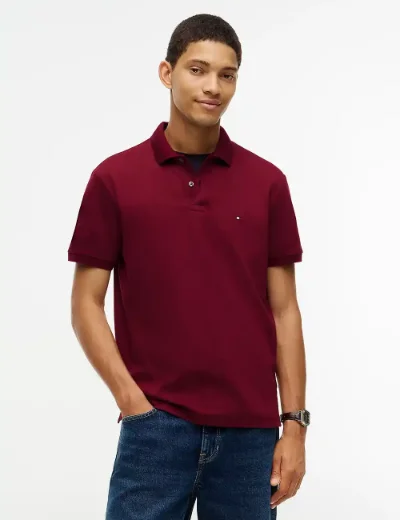 Tommy Hilfiger Fluid Cotton Interlock Knit Polo Shirt | Burgundy