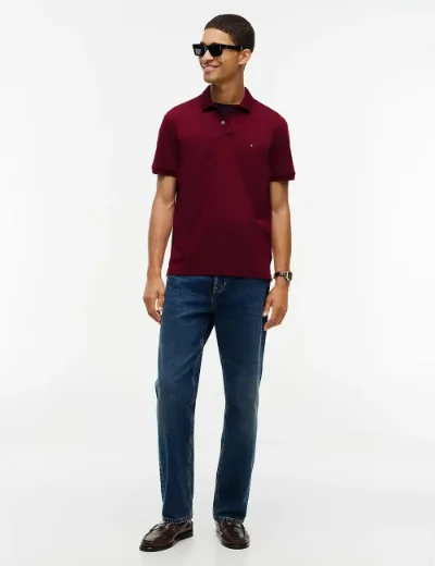 Tommy Hilfiger Fluid Cotton Interlock Knit Polo Shirt | Burgundy