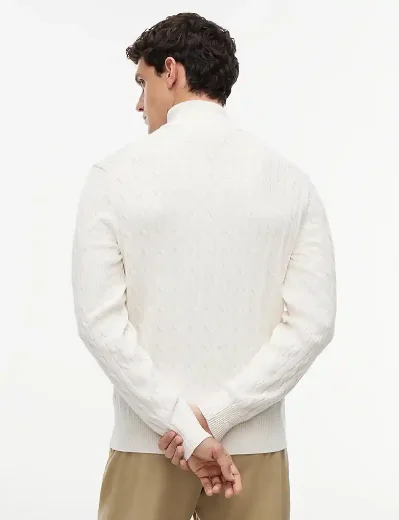 Tommy Hilfiger Cable Knit Quarter-Zip Jumper | Ivory Petal