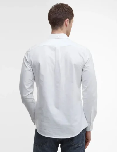 Babrour Mens Oxford Long Sleeve Shirt | White