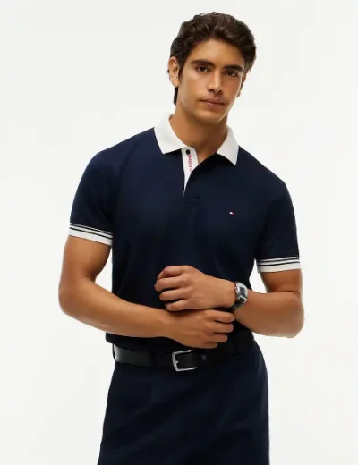 Tommy Hilfiger Interlock Placket Detail Regular Fit Polo | Navy