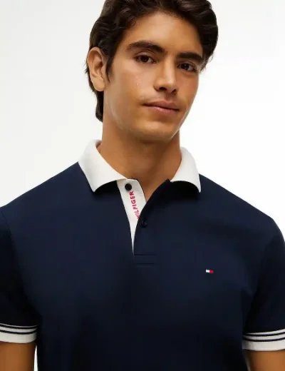 Tommy Hilfiger Interlock Placket Detail Regular Fit Polo | Navy