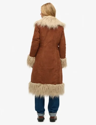 Picture of Superdry Womens Long Afghan Coat / Rustic Chestnut Brown