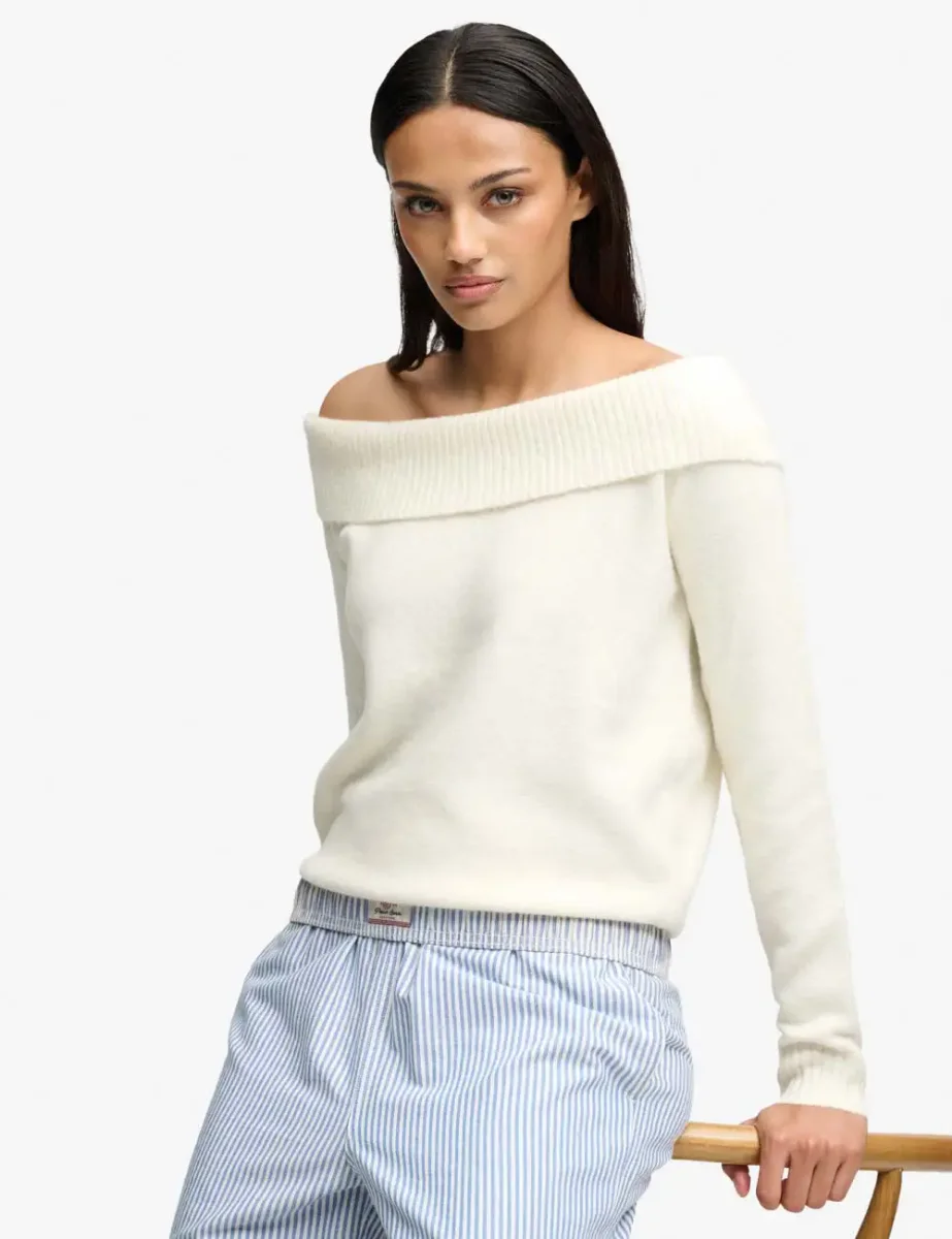 Superdry Bardot Knitted Jumper | Desert Bone Off White