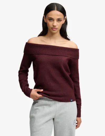Superdry Bardot Knitted Jumper | Port Red