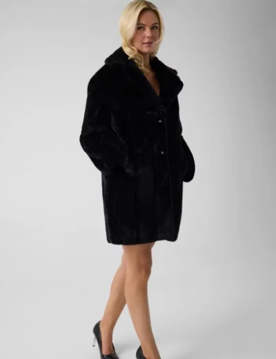 Guess Womens Sophy Faux Fur Coat | Black