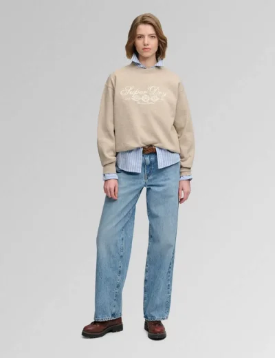 Superdry Country Club Crew Neck | Oatmilk Beige Marl