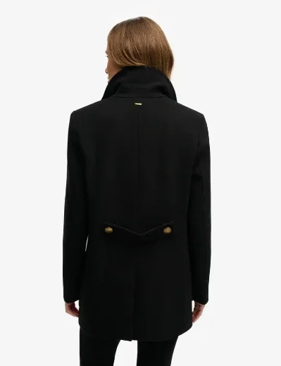 Superdry Womens Double Breasted Pea Coat | Black